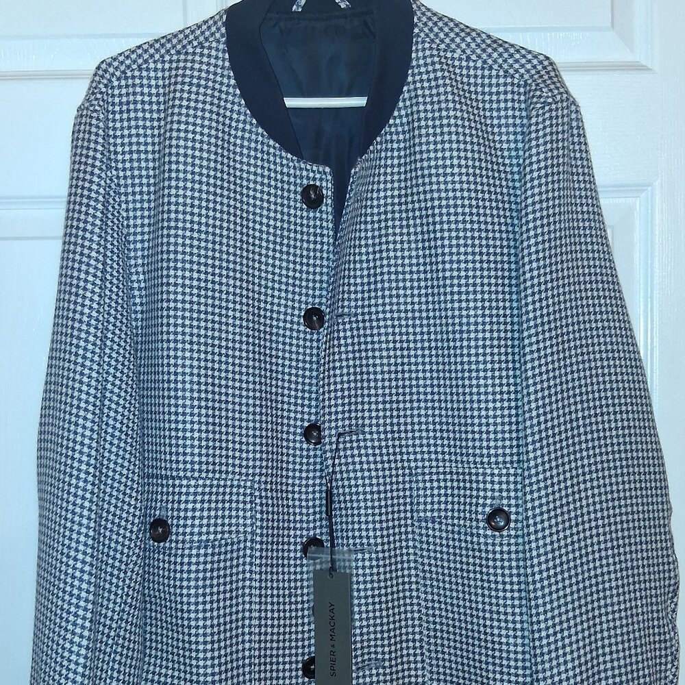 Men's SPIER & MACKAY Di Fabio Blue Houndstooth Bomber Jacket